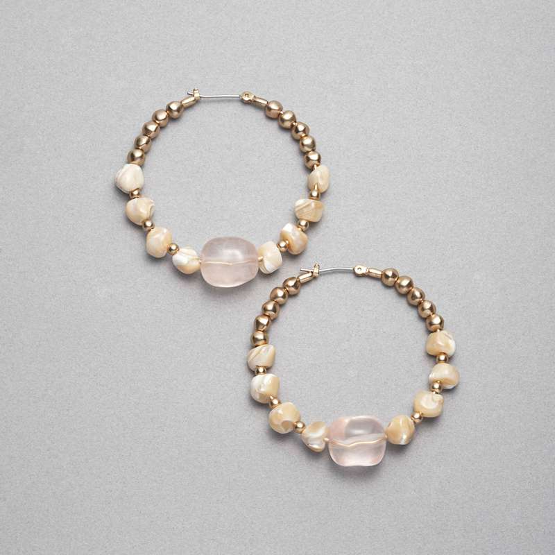 Orecchini ad anello rosa e oro, Oro, large