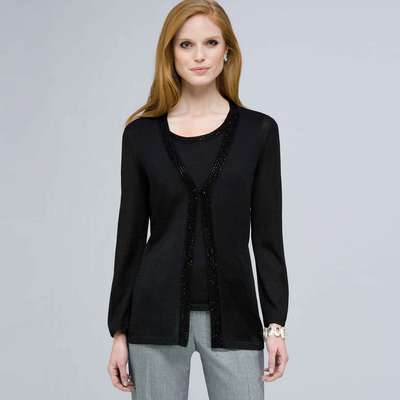 Beaded Cardigan, Black Multi, medium