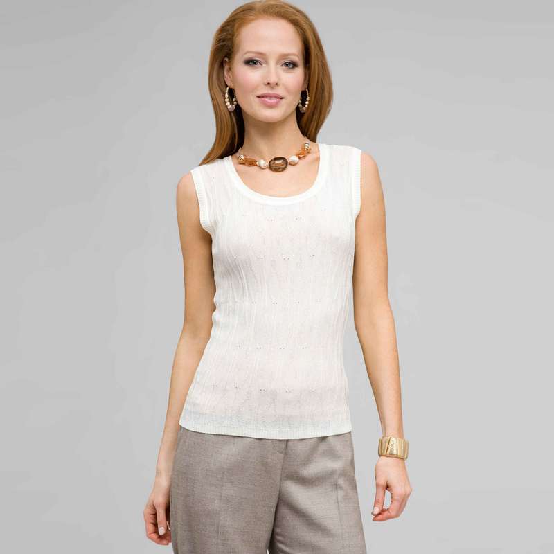 Sleeveless Shell, Ivory, large