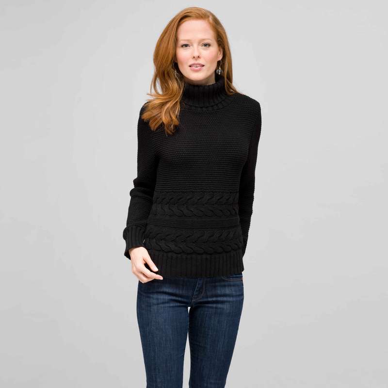 Maglione in cotone a collo alto, , large