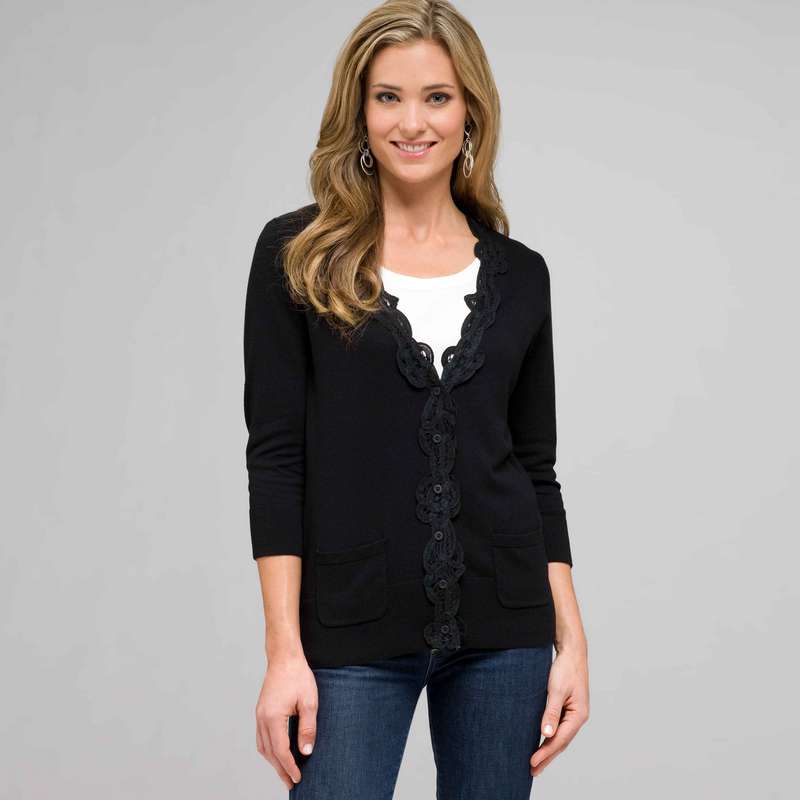 Gilet avec bordure en dentelle, , large