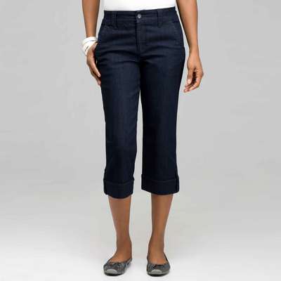 5 Pocket Cuffed Capri, Rinse Wash New, medium