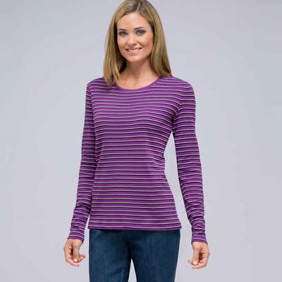 Long Sleeve Crew Neck Top, Meadow Violet Multi, medium