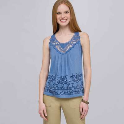 Tank With Applique and Sequins, Blue Stone Combo, medium